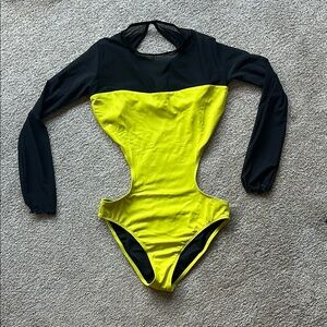 Sports Illustrated Swim Black and Yellow One Piece